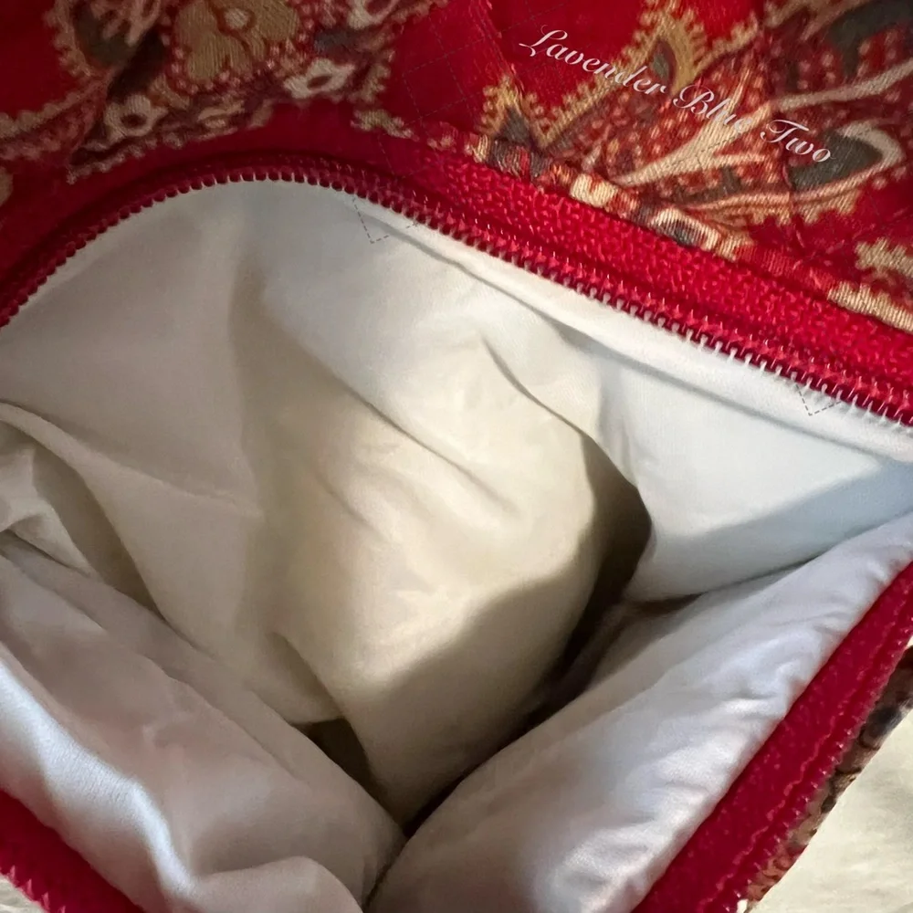 Vintage VERA BRADLEY Windsor 1995 Backpack Sling USA Drawstring Red Gold Quilt - Picture 9 of 17